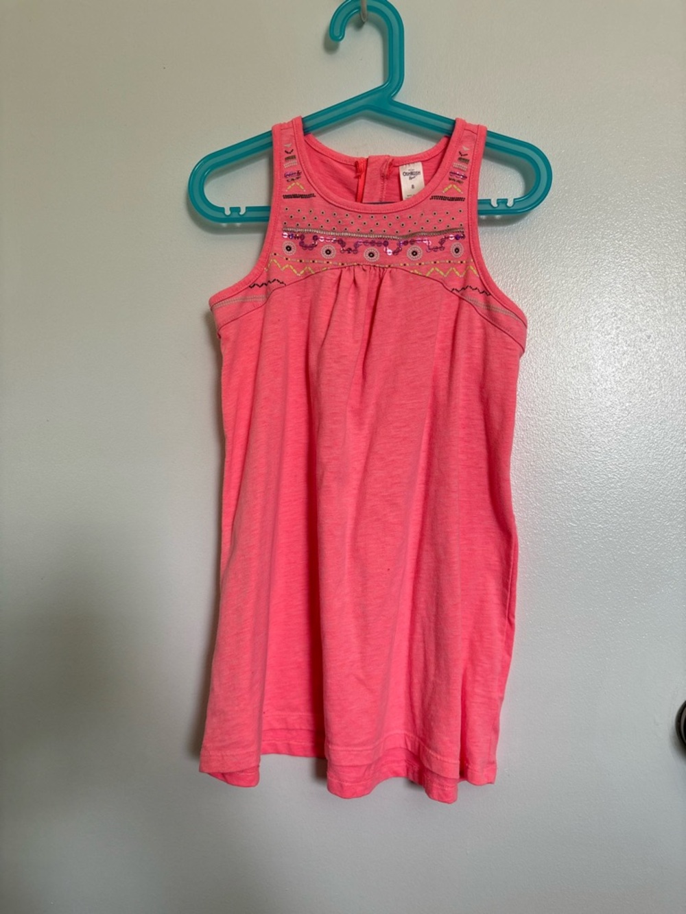 OshKosh B'gosh Coral Pink Embroidered Tank Dress